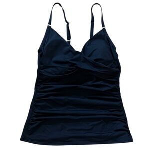 Calvin Klein Classic Faux Wrap Black Tankini Swim Top Medium Adjustable Straps